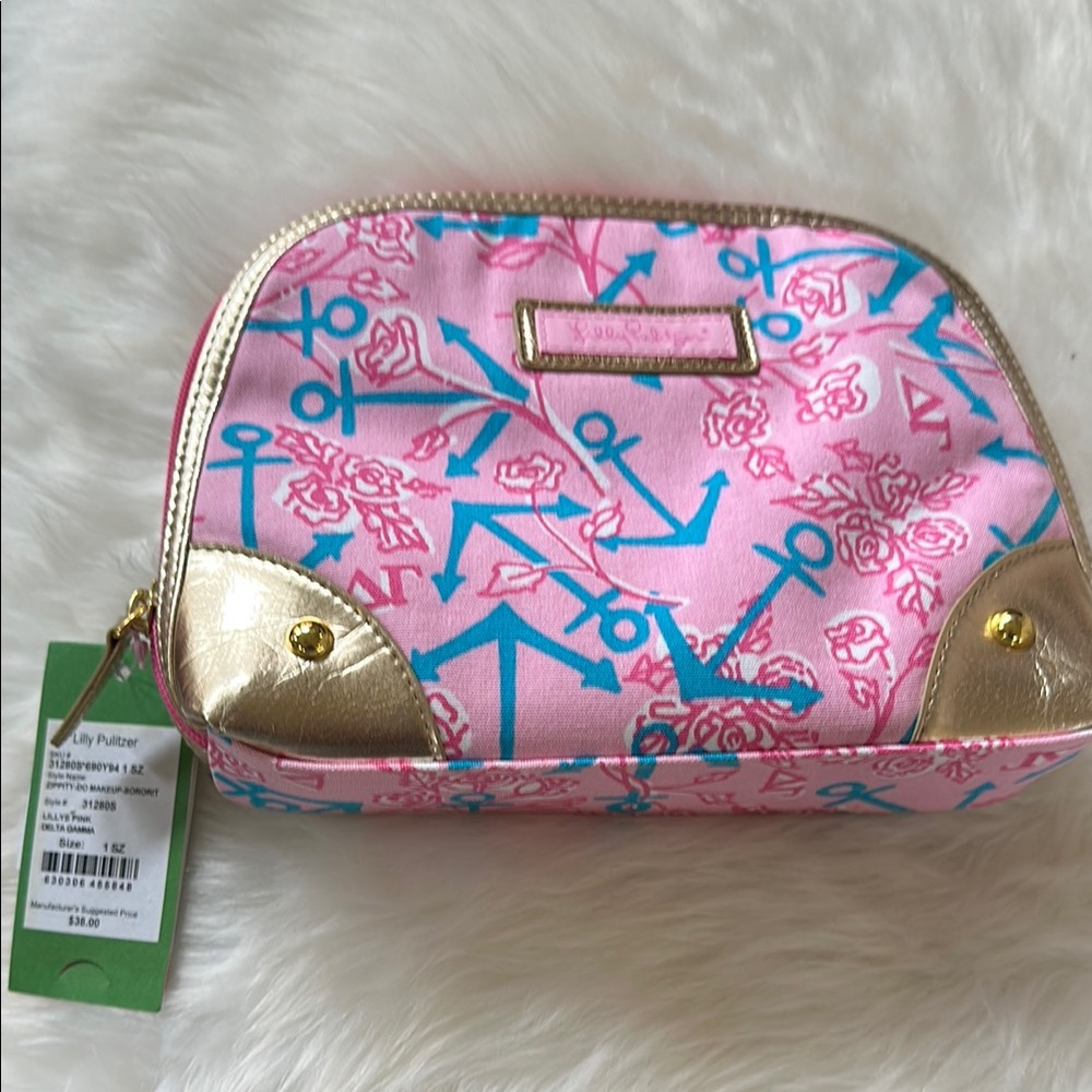 Lilly Pulitzer Pink and Blue Anchor Cosmetic Bag